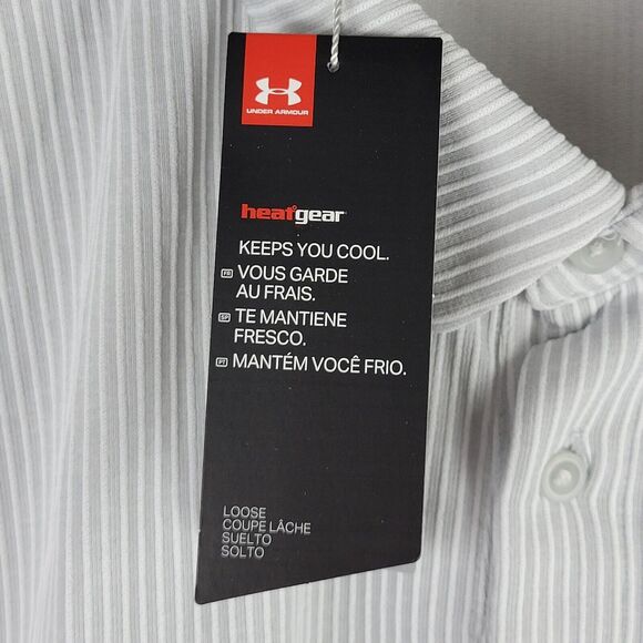 Under Armour Golf Polo Men 2XL Loose Fit Gray Textured Heat Gear Performance NWT - Picture 9 of 14